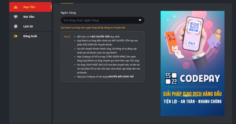 Bật mí cách rút và nạp tiền Dabet cực dễ dàng cho tân binh 2 Thanh Toán Bằng Code Pay Đang Là Chọn Lựa Hàng Đầu Của Người Chơi