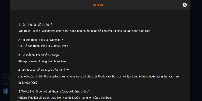 sureWin - Nhà Cái Uy Tín Đẳng Cấp Số 1 Tại Việt Nam 5 Surewin Cung Cấp Quy Trình Giao Dịch Rút Thưởng Rõ Ràng